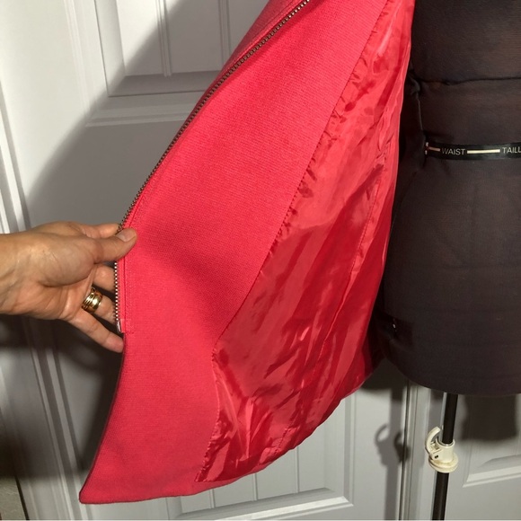 INC Long Full Zipper Lined Removable Hoodie With Fur Coral Pink Pockets Jacket M - Picture 6 of 13